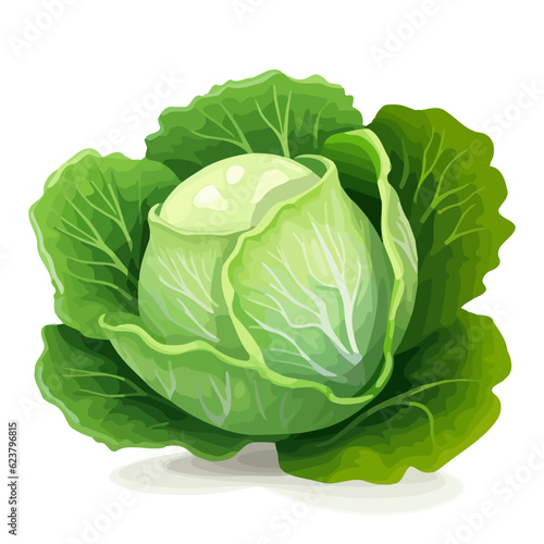 Cabbage image. Cute image of an isolated cabbage. Vector illustration.