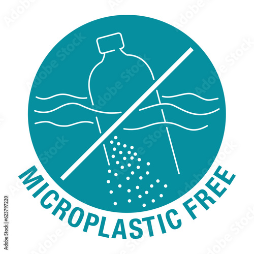Microplastic-Free - strikethrough bottle in water