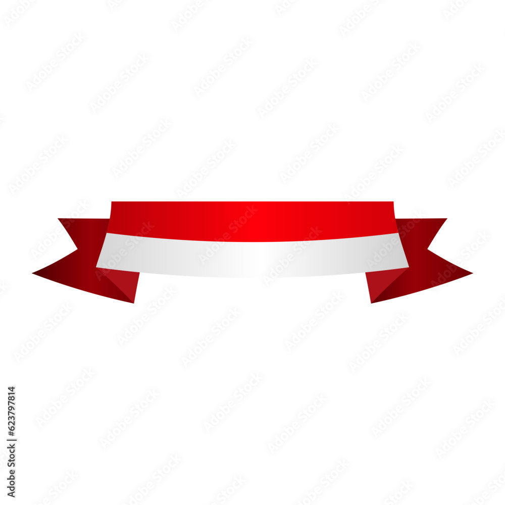 Red and white ribbon for Indonesian Independence Day celebration Red and white ribbon for Indonesian Independence Day celebration