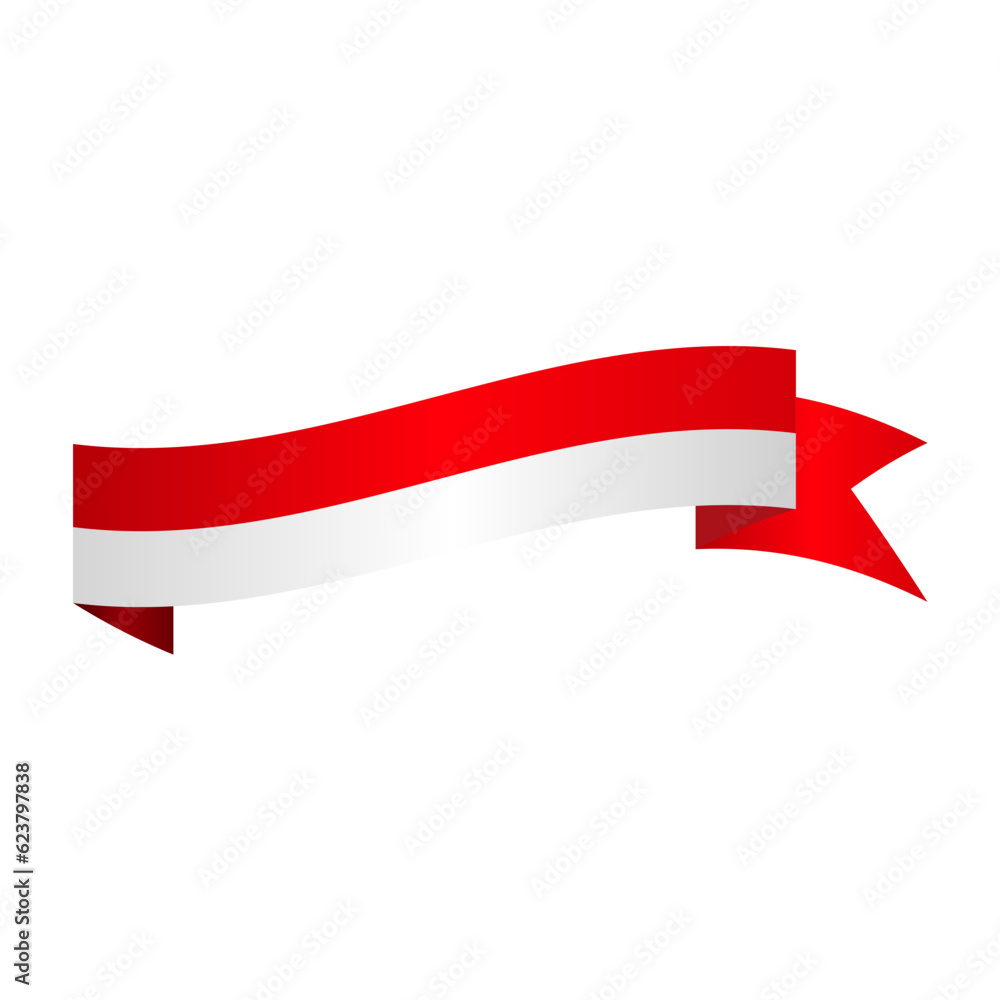 Red and white ribbon for Indonesian Independence Day celebration Red and white ribbon for Indonesian Independence Day celebration