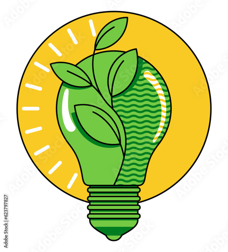 Sustainable development - green lamp with branch