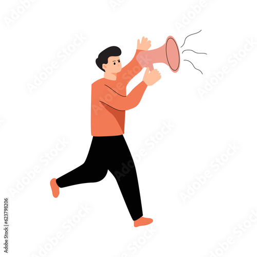 concept illustration of person using toa loudspeaker