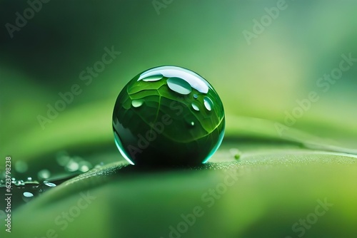 awesome green leaves with water droplets on it hd vieew genrative ai tehnoloy 