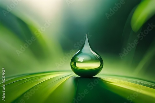 Beautifull drops of water drippng from awesome greeen leaves genrative ai technolgy very beautifull hd picture of water drops and also with green background color photo