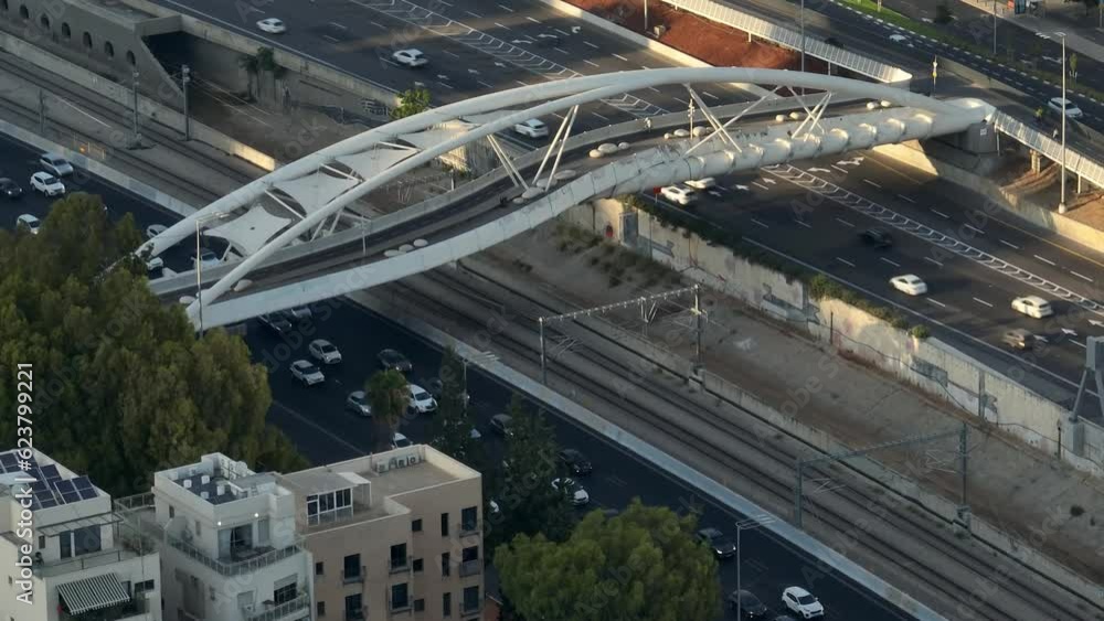 Tel Aviv Ayalon road aerial drone view 4k Tel Aviv Ayalon road aerial drone view 4k