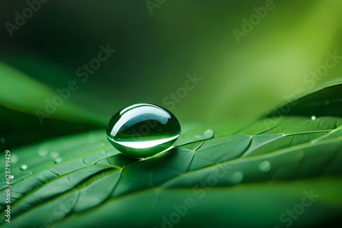 awesome green leaves with water droplets on it hd vieew genrative ai tehnoloy 