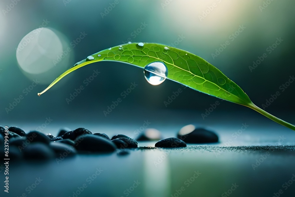 awesome green leaves with water droplets on it hd vieew genrative ai tehnoloy awesome green leaves with water droplets on it hd vieew genrative ai tehnoloy