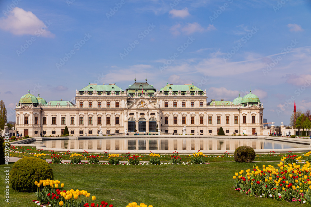 Upper Belvedere palace and gardens in spring, Vienna, Austria