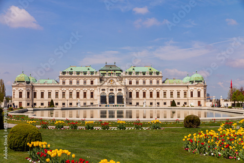Upper Belvedere palace and gardens in spring, Vienna, Austria