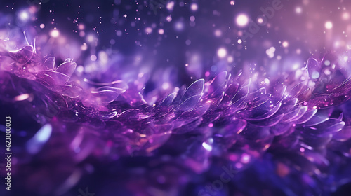 A purple shimmering bokeh, creating an enchanting and mystical atmosphere with its vibrant, glowing lights. Generative AI
