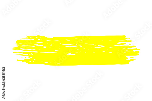 Yellow Paint Brushstroke. Modern textured banner.  Brushes grunge paint stripe. Creative artistic design element. For designer tasks, logo, banner, icon, designer tasks Vector