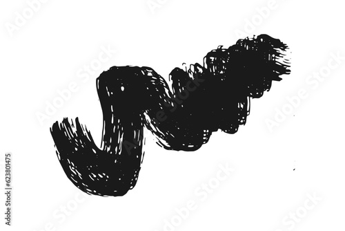 Black Paint Brushstroke. Modern textured banner.  Brushes grunge paint stripe. Creative artistic design element. For logo banner icon Vector