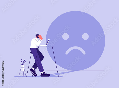 Stressed and anxiety on failure concept, office worker with depressed sad shadow 