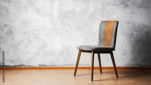 Minimalist Chic, Loft Style Chair Creates a Striking Presence Against a Blank Wall Background. Generative AI