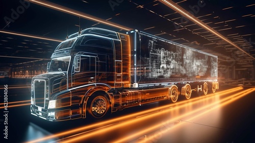 Advanced transportation technology - digital logistics, AI, network, truck, car, autonomous 
