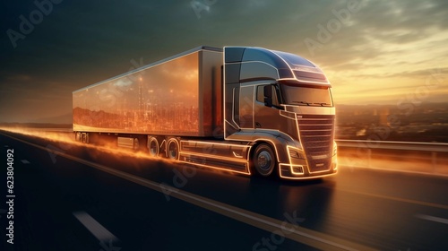 Advanced transportation technology - digital logistics, AI, network, truck, car, autonomous  © Abas