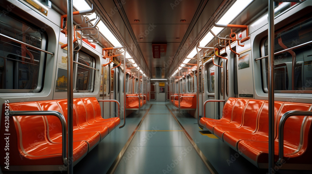 Metro train interior, Generative Ai