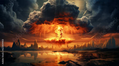 Nuclear bomb explosion in nuclear war, Generative Ai