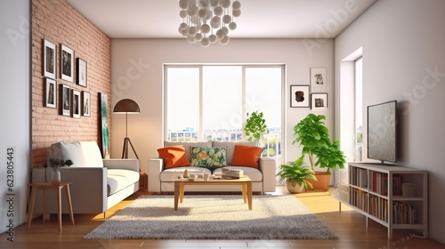 Unveiling the Tranquil Charms of the Living Room  Interior of the living room. Generative AI