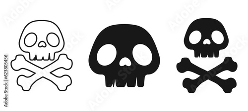 Danger signs skull illustration set