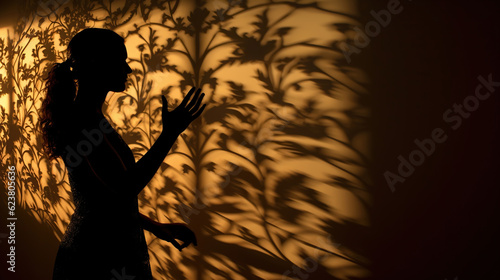 Silhouette Serenade. Intricate Abstract Composition of Hand Shadows Forming Enchanting Patterns on the Wall