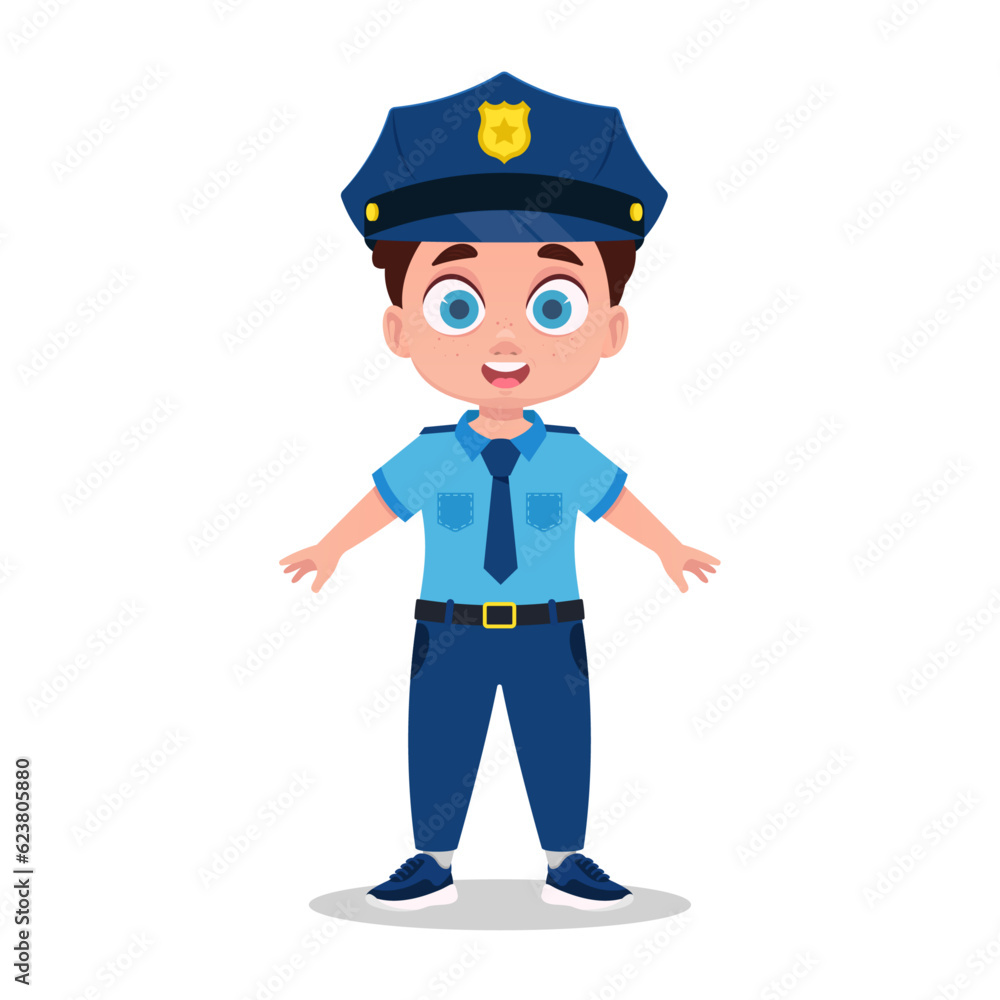 Boy in police uniform