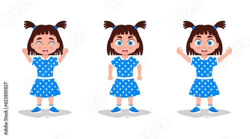 Set of cute girl emotions