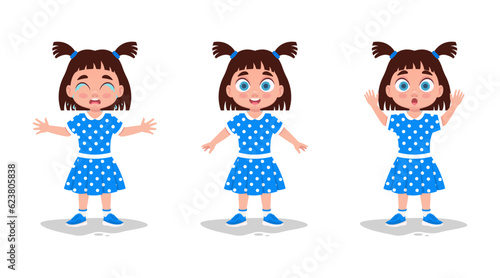 Set of cute girl emotions