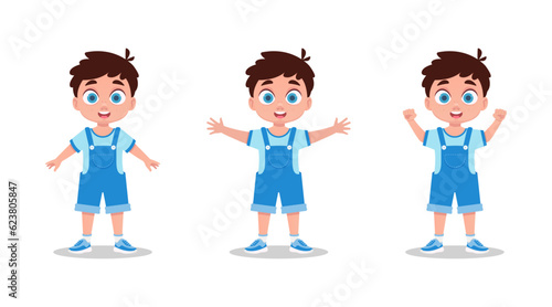 Set of cute boy emotions