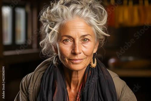 Portrait of a woman in her early 70s