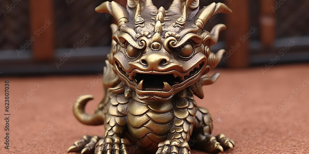 Fototapeta premium AI Generated. AI Generative. Traditional classic chinese asian dragon copper symbol of power. Graphic Art
