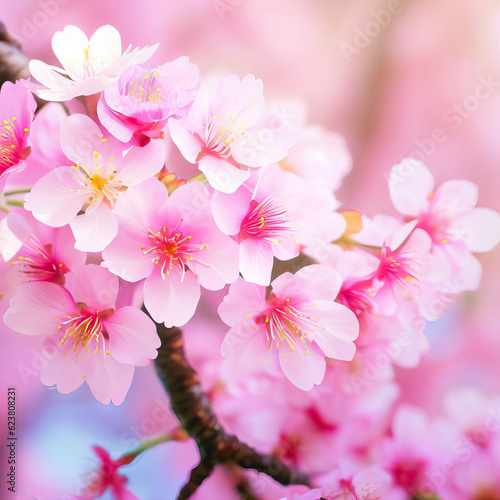 Beautiful Cherry blossom, pink sakura flower Generative AI 