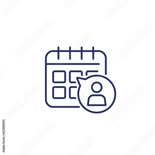 appointment line icon with a calendar