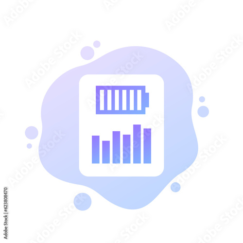 battery performance vector icon with a graph