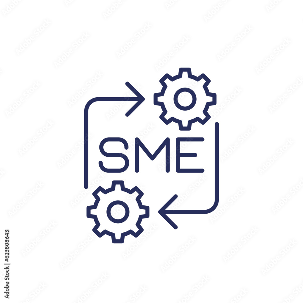 SME icon with gears in line design SME icon with gears in line design