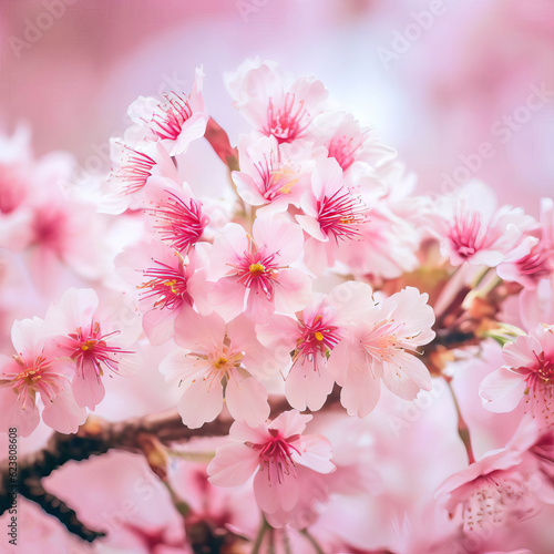 Beautiful Cherry blossom, pink sakura flower Generative AI 