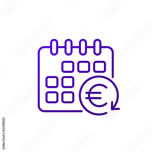 monthly subscription auto-renewal line icon with euro