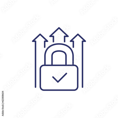 padlock and arrows line icon