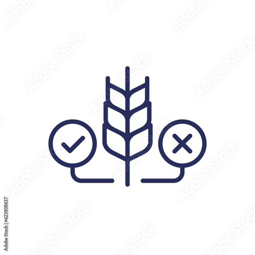 Pros and cons of gluten line icon