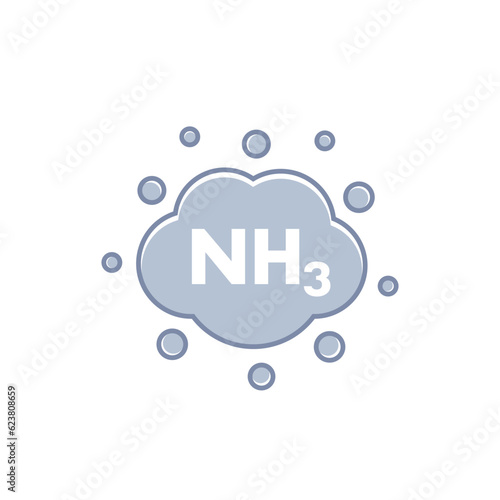 ammonia, NH3 gas icon with a cloud