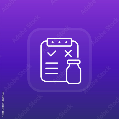 Pros and cons of vaccine icon, line vector design