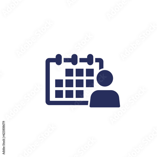 appointment icon with a calendar on white