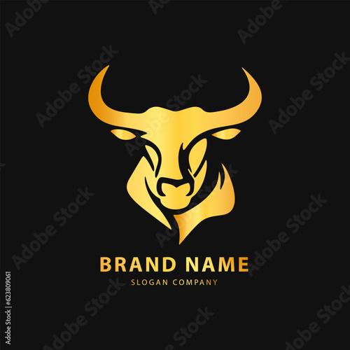 Bull logo. Premium logo for steakhouse, Steakhouse or butchery. Abstract stylized cow or bull head with horns symbol. Creative steak, meat logo.