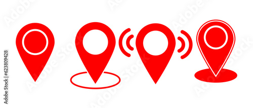 Location pin icon set. Location icon. Map marker pointer icon set. GPS location symbol collection. on transparent background. Vector illustration.