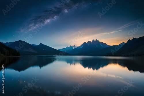 sunrise over the lake generative Ai © ayesha noor