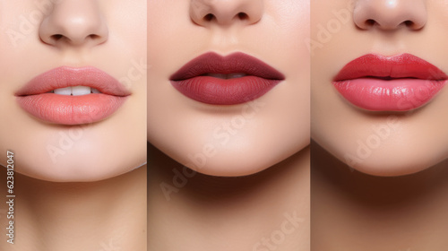 Fotografia An image displaying the transformative effects of permanent lip makeup, where expertly applied pigmentation brings out the natural beauty of the lips