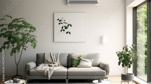 A modern interior with an unobtrusive air conditioner, offering efficient cooling while harmonizing with the contemporary aesthetics of the space. AI generated