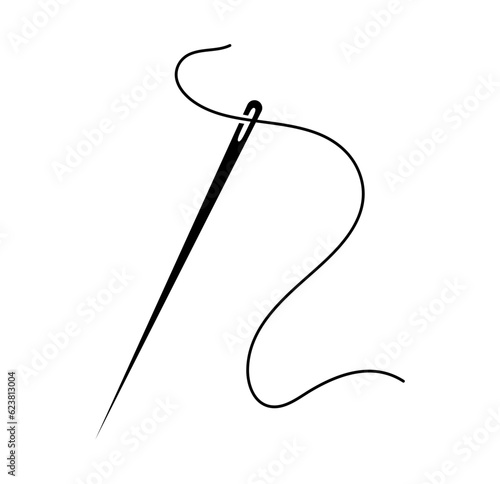 Needle icon. Vector sewing needle with thread illustration.