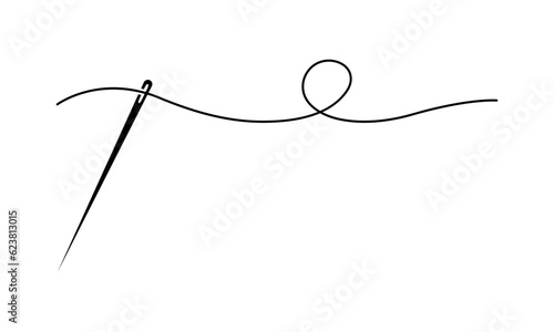 Needle icon. Vector sewing needle with thread illustration.