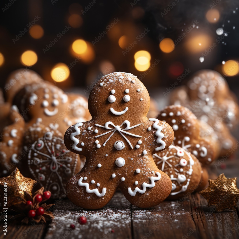 Beautiful Christmas gingerbread boy cookie with royal icing. Beautiful Christmas gingerbread boy cookie with royal icing.